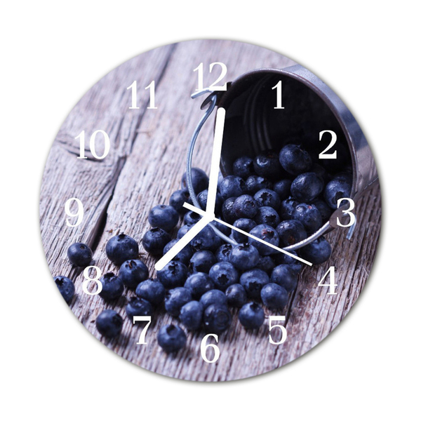 Glass Kitchen Clock Blueberries food and drinks blue