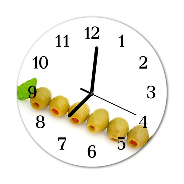 Glass Kitchen Clock Olives kitchen green