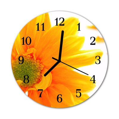 Glass Kitchen Clock Flower flowers & plants orange