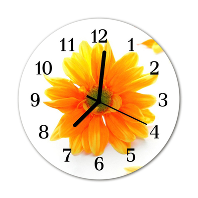 Glass Kitchen Clock Flower flowers & plants orange