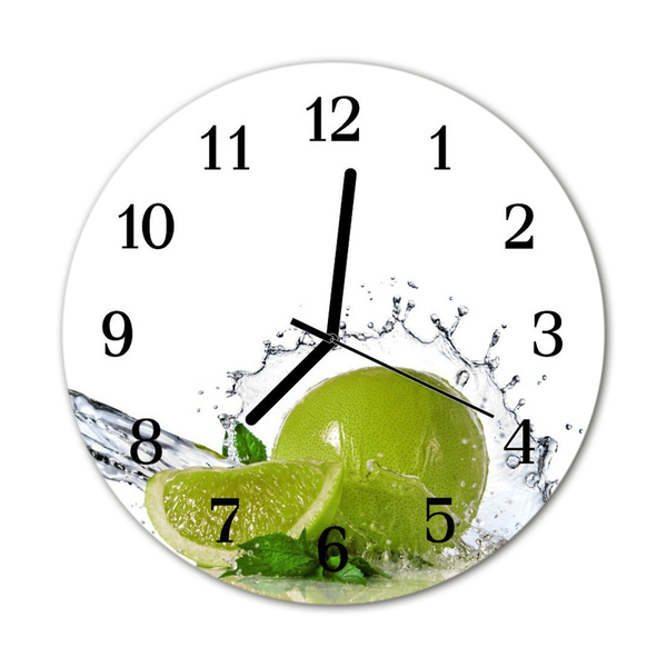 Glass Kitchen Clock Lime water food and drinks green