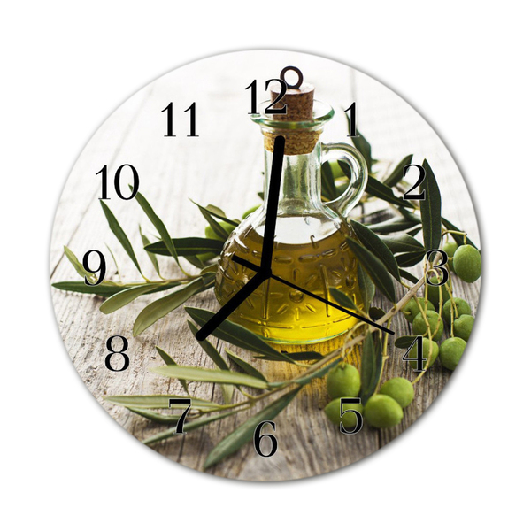 Glass Kitchen Clock Olive oil kitchen green