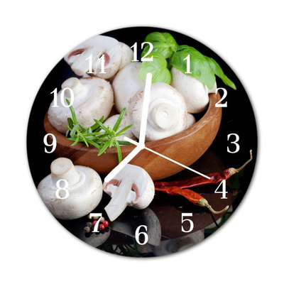 Glass Kitchen Clock Mushrooms kitchen multi-coloured