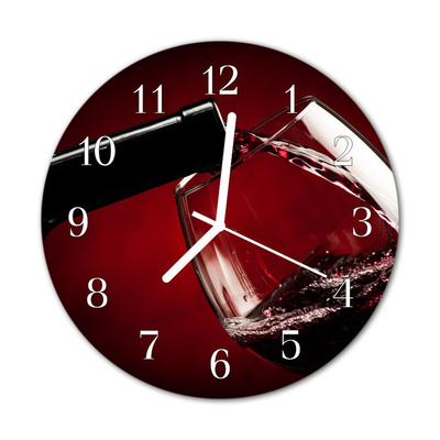 Glass Kitchen Clock Wine glass kitchen red