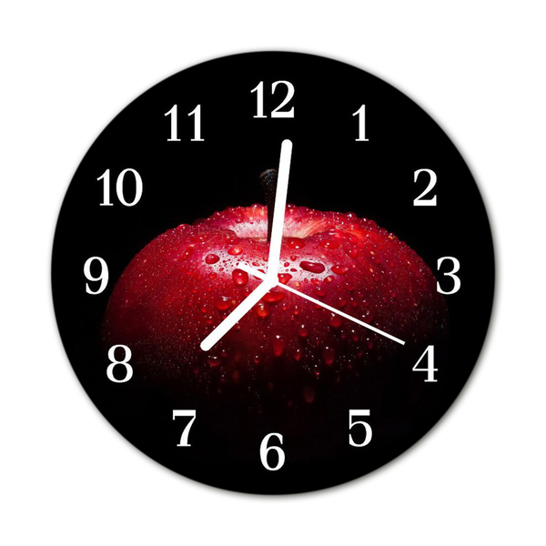 Glass Kitchen Clock Apple kitchen red