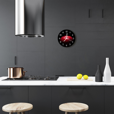 Glass Kitchen Clock Apple kitchen red