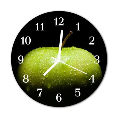 Glass Kitchen Clock Apple kitchen green