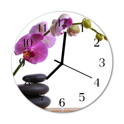 Glass Kitchen Clock Orchid flowers & plants pink