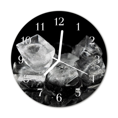 Glass Kitchen Clock Ice cubes kitchen black & white