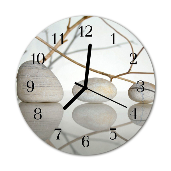 Glass Kitchen Clock Stones health grey