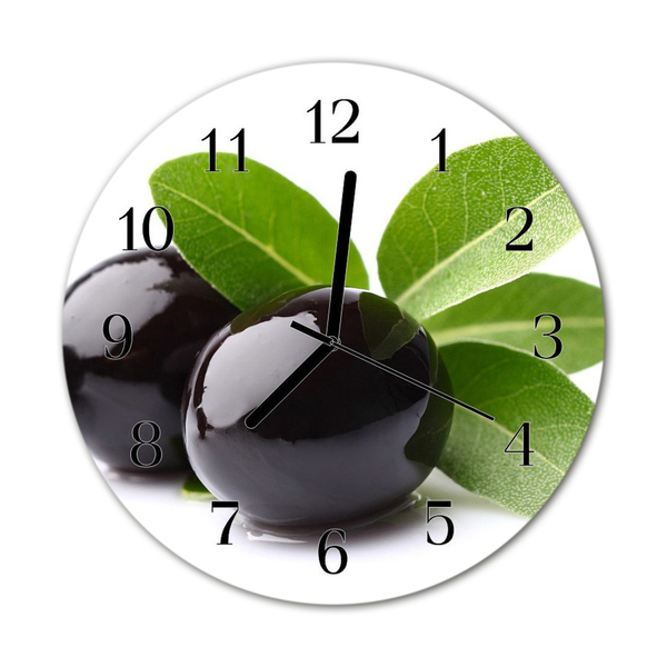 Glass Kitchen Clock Olives kitchen black