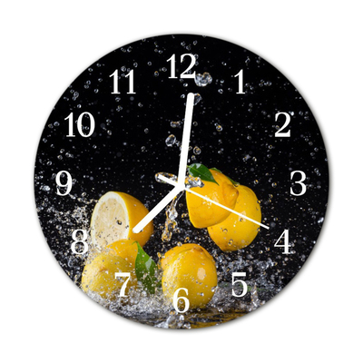 Glass Kitchen Clock Lemons kitchen yellow