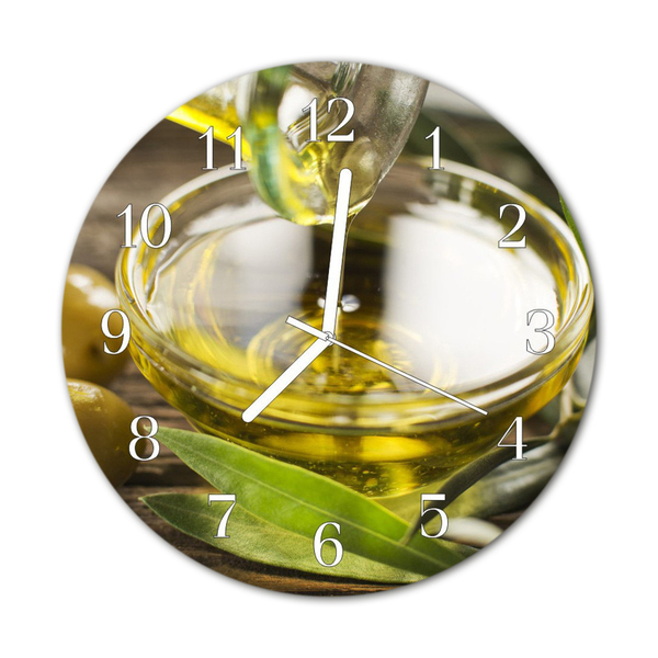 Glass Kitchen Clock Olive oil kitchen green