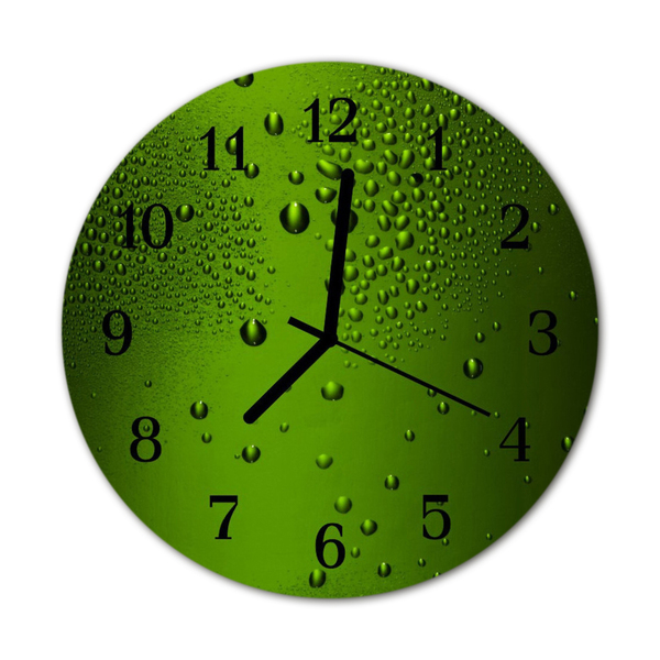 Glass Kitchen Clock Waterdrop nature green