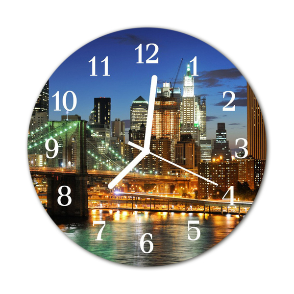 Glass Kitchen Clock Skyline city multi-coloured