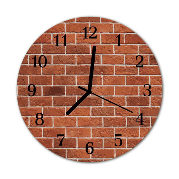 Glass Kitchen Clock Brick wall architecture red