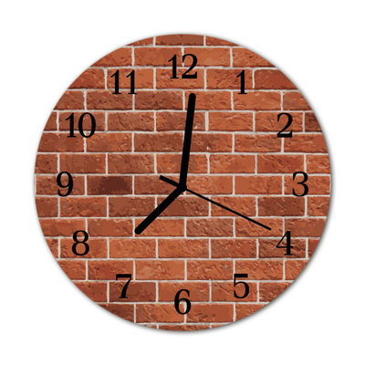 Glass Kitchen Clock Brick wall architecture red
