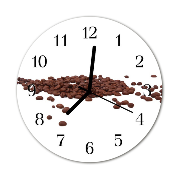 Glass Kitchen Clock Coffee beans kitchen brown