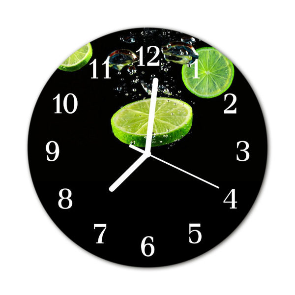 Glass Kitchen Clock Lime kitchen green, black