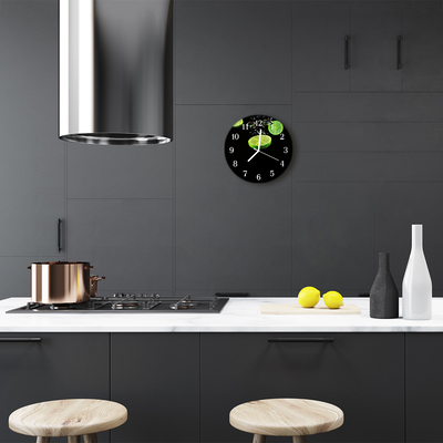 Glass Kitchen Clock Lime kitchen green, black