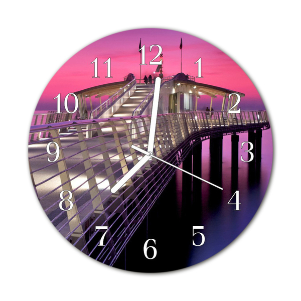 Glass Kitchen Clock Pier landscape multi-coloured