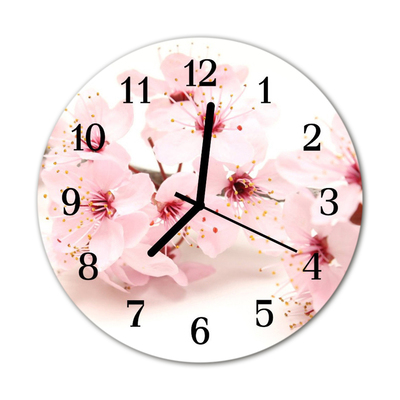 Glass Kitchen Clock Blossoms flowers & plants pink