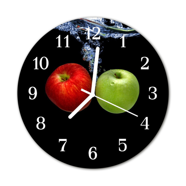 Glass Kitchen Clock Apples kitchen red, green