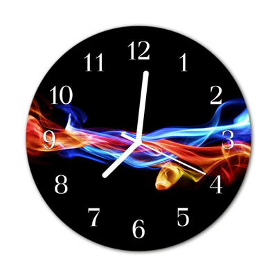 Glass Kitchen Clock Abstract smoke art multi-coloured