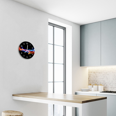 Glass Kitchen Clock Abstract smoke art multi-coloured