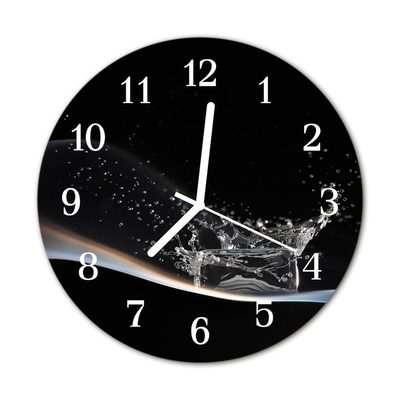 Glass Kitchen Clock Water nature black