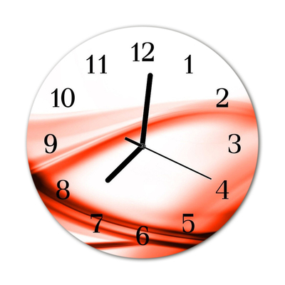 Glass Kitchen Clock Abstract lines art red