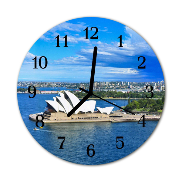 Glass Kitchen Clock Sidney opera city blue