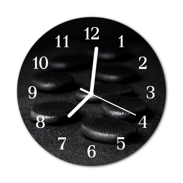 Glass Kitchen Clock Zen stones health black