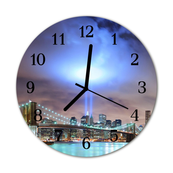 Glass Kitchen Clock Skyline night city multi-coloured