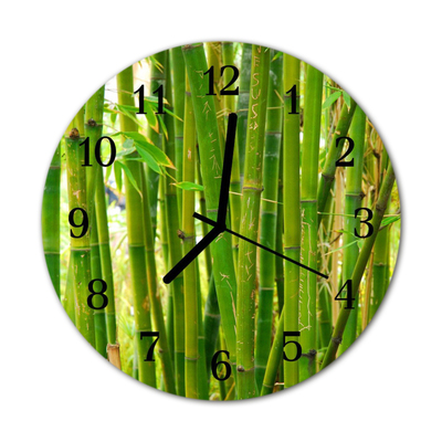 Glass Kitchen Clock Bamboo plant flowers & plants green