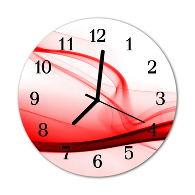 Glass Kitchen Clock Abstract lines art red