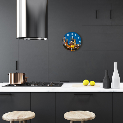 Glass Kitchen Clock City city multi-coloured