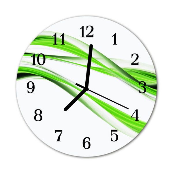 Glass Kitchen Clock Abstract lines art green