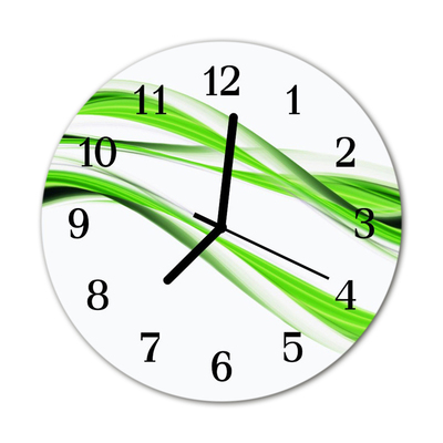 Glass Kitchen Clock Abstract lines art green