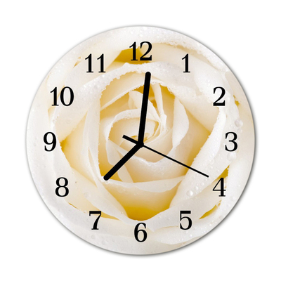 Glass Kitchen Clock Rose flowers & plants beige