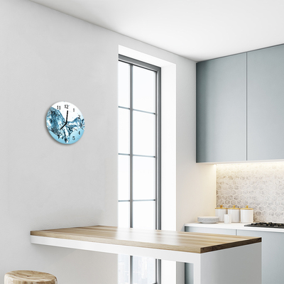 Glass Kitchen Clock Water nature blue