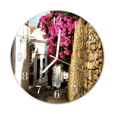 Glass Kitchen Clock Flower alley city multi-coloured