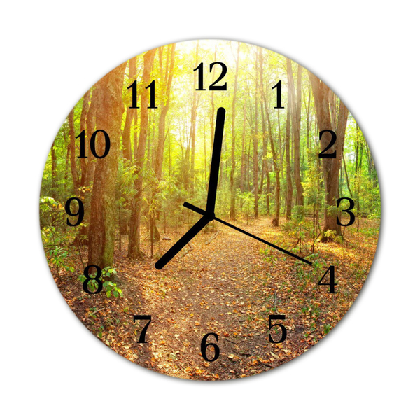 Glass Kitchen Clock Forest way landscape multi-coloured