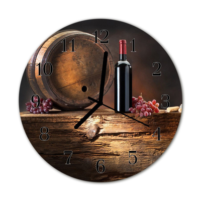 Glass Kitchen Clock Wine grapes kitchen brown