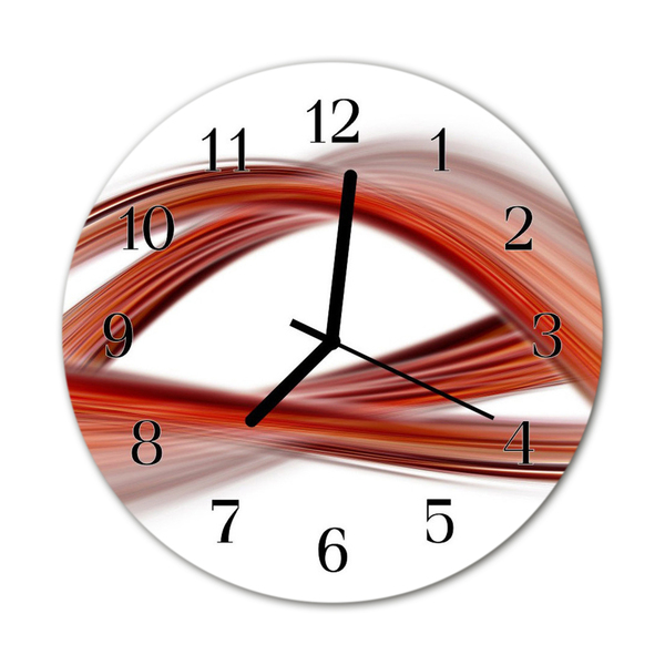 Glass Kitchen Clock Abstract lines art red