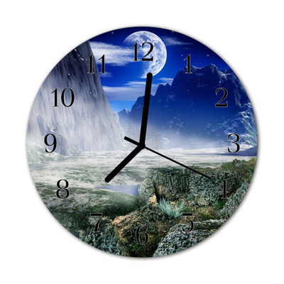 Glass Kitchen Clock Mountains moon landscape multi-coloured