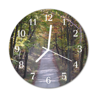 Glass Kitchen Clock Forest path landscape multi-coloured