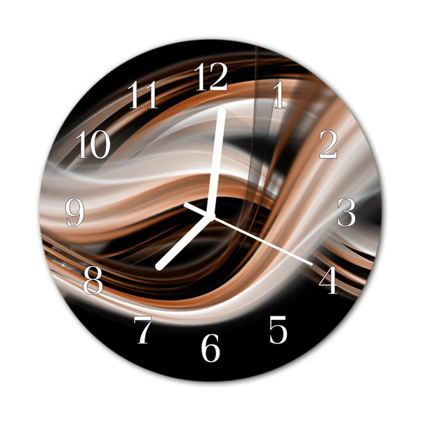 Glass Kitchen Clock Abstract art art black, brown, grey