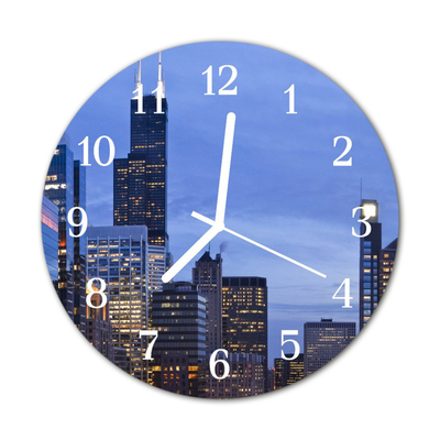 Glass Kitchen Clock Skyline city multi-coloured