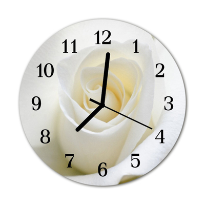 Glass Kitchen Clock White rose flowers & plants white